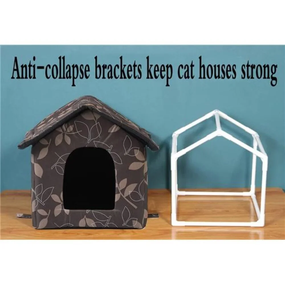 Outdoor Cat House Waterproof Pet Shelter Indoor Small Medium Cozy Foldable Home